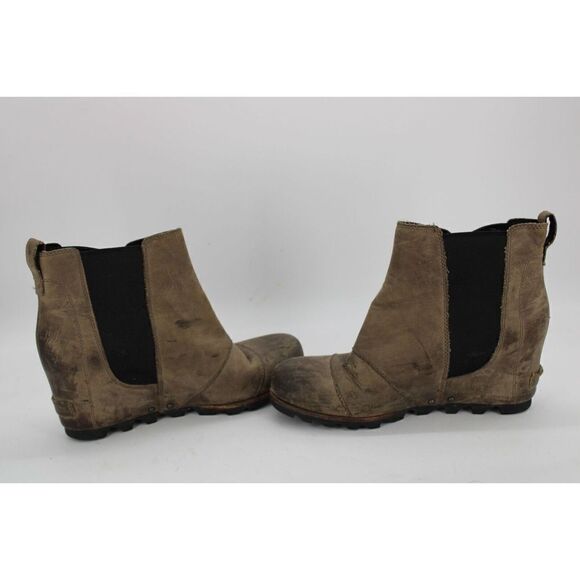 SOREL Lea Wedge Brown 8.5 Waterproof Leather Boots - Picture 1 of 10